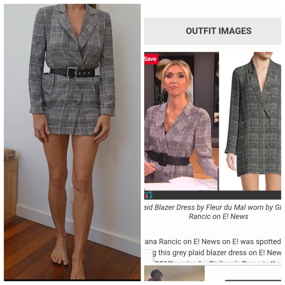 Nwot Fleur Du Mal Plaid Preppy Check Double Breasted Cufflink Blazer Dress 0